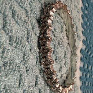 Sterling Silver Bangle Bracelet with crystal accents